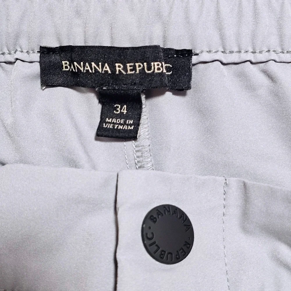 Banana Republic Men Performance Jogger Pants Light Grey Size 34 Tech Stretch New